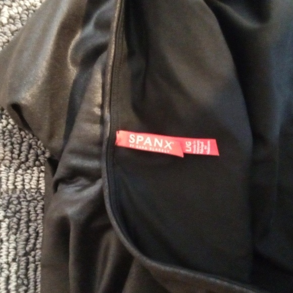 Spanx Black Leggings High Rise Party Tummy Control Womens Size Large - Picture 4 of 9